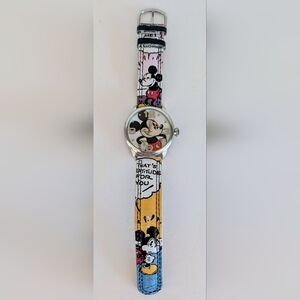 Disney Mickey Mouse Watch Pink Comic Strap Japan Movement Working New Battery